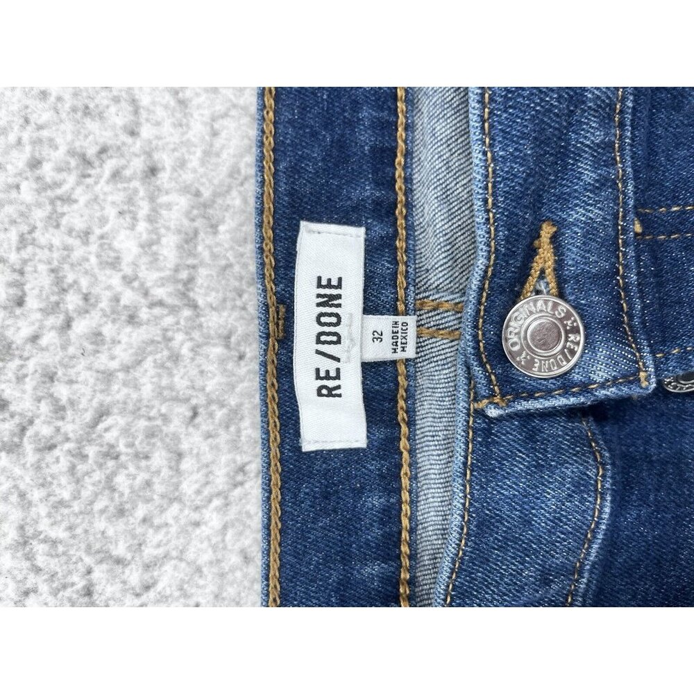 Re/Done Jeans Womens Sz 32 70s Stove Pipe Dark Wash Denim Button Fly - Picture 8 of 14